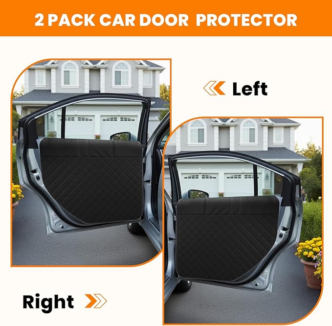 Dog Car Door Protector, 20% Larger Coverage Vehicle Door Cover,Car Door Guard Mat, Pet Door Panel Protector for SUVs Pickup Trucks, Protects Doors from Dog Scratching (Black)