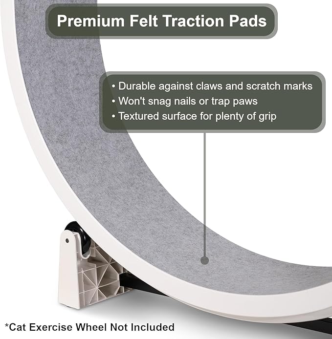 One Fast Cat - Replacement Traction Pads for One Fast Cat Exercise Wheels Gen 6 & 7 (Set of 8 Pads) - Durable, Self-Adhesive & Nontoxic - Gray Felt