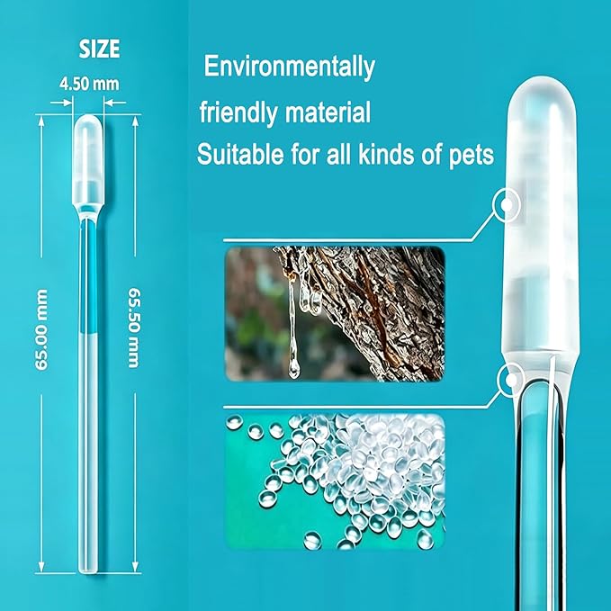 96 Pcs Pet Ear Cleaning Stick, Adhesive Ear Cleaning Tools for Dog and Cat, Sticky Resin Head, Gentle Safety Pets Earwax Removal Tools