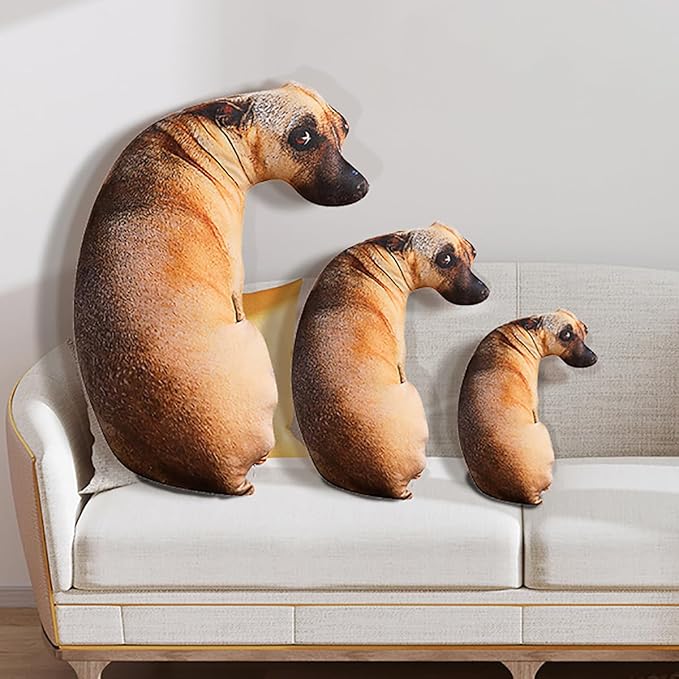Dog Pillow,3D Simulation Dog Shaped Pillow,19.7" Funny Shiba Inu Plush Pillows, Animal Chair Cushions for Home Decor (A)