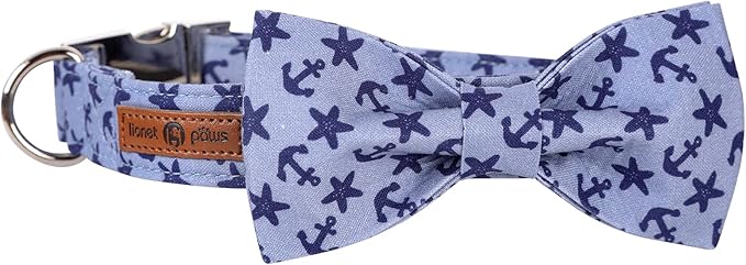 Lionet Paws Dog Collar with Bowtie, Summer Bowtie Collar for Dog,Adjustable Comfortable Dog Collar Gift for Puppy Small Medium Large Dog