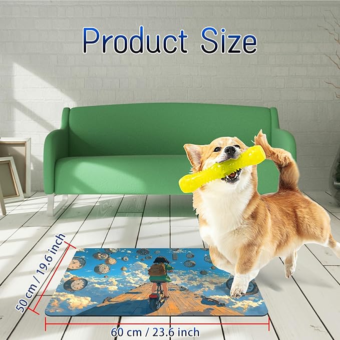 Dog Food Mat, 19.6" x 23.6" Absorbent Pet Feeding Mat for Food and Water, Waterproof Diatom Mud Pet Placemat with Non-Slip Rubber Backing, Easy Clean Cat Bowl Mat for Floors - Tianqiao Girl