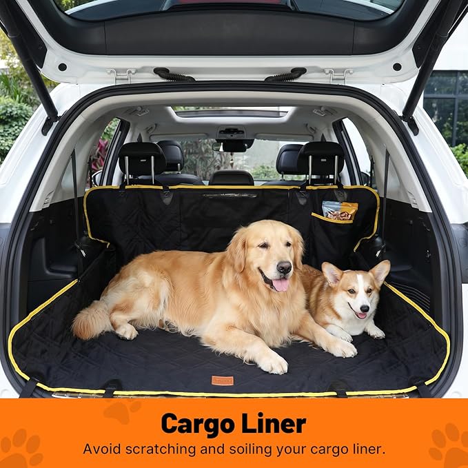 Dog Back Seat Cover, 600D Heavy Duty Durable Rear Seat Protector Waterproof Dog Hammock for Car Scratch Proof with Nonslip Universal for Sedan, Trucks and SUV (Black) (Black)