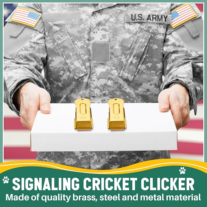 2 Pieces Brass Dog Training Clicker Signaling Puppy Cricket Metal Dog Clicker for Puppy, Cat, Potty, Bird, Horse, Pet Trainer Owners Versatile Training Tools, Behavior Aids(Gold)