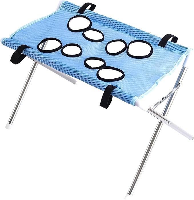 Pet Grooming Hammock with Washing Eight Hole Hammock Helper Hanging Harness for Picking Ears Nail Clipping Home, Blue