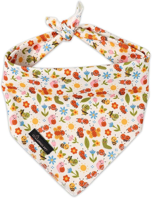 ARING PET Spring Summer Dog Bandanas, Cute Insects Bee Ant Snail Pet Bandana Scarf Triangle Bibs for Puppy Small Medium Large Boy Girl Dogs Cats-L