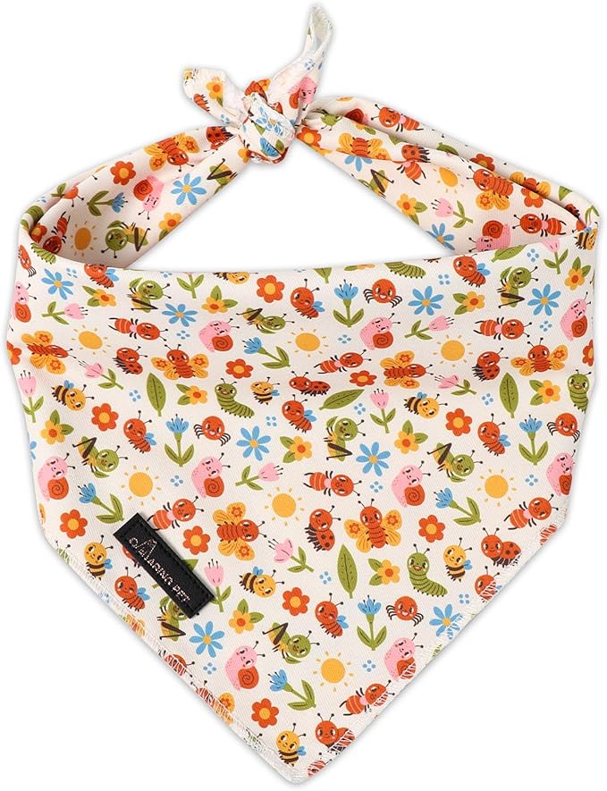 ARING PET Spring Summer Dog Bandanas, Cute Insects Bee Ant Snail Pet Bandana Scarf Triangle Bibs for Puppy Small Medium Large Boy Girl Dogs Cats-S