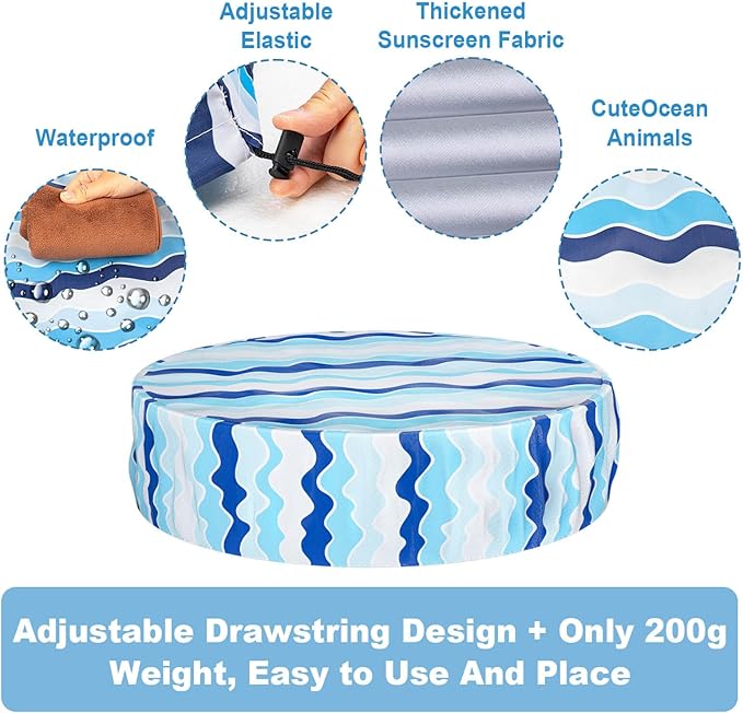 Foldable Dog Pool Cover – Waterproof Round Pet Dog Kiddie Bath Tub Lid Cover, Fit for 32/48/63 Inch Pools, Outdoor Portable Puppy Pool Accessories with Drawstring