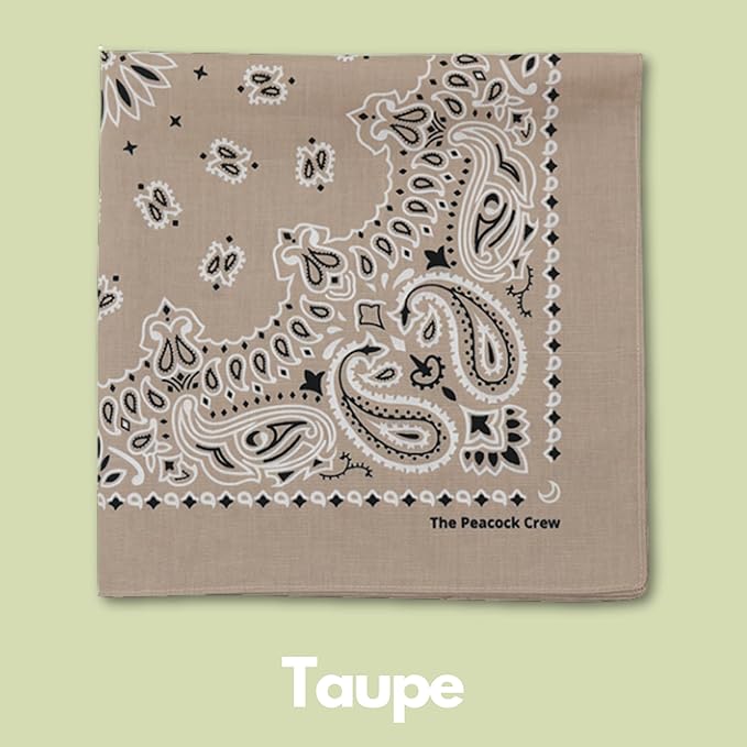The Peacock Crew Premium Soft Cotton Bandanas Pack for Men and Women Paisley 22 x 22 inches