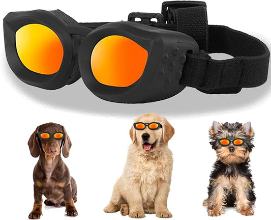 Dog Goggles Small Breed, UV/Wind/Dust/Fog Protection Pet Sunglasses with Adjustable Strap,Outdoor Dog Sunglasses for Small Dogs,Easy Wear