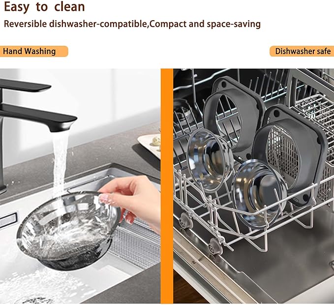 2PCS Stainless Steel Dog Food and Water Bowls Set, Freely Combinable Feeding Set for Dogs Cats, Spill Proof Neater Dog Bowls, Non-Slip Pet Feeder Bowl Dogs Water Bowl for Puppy Breed