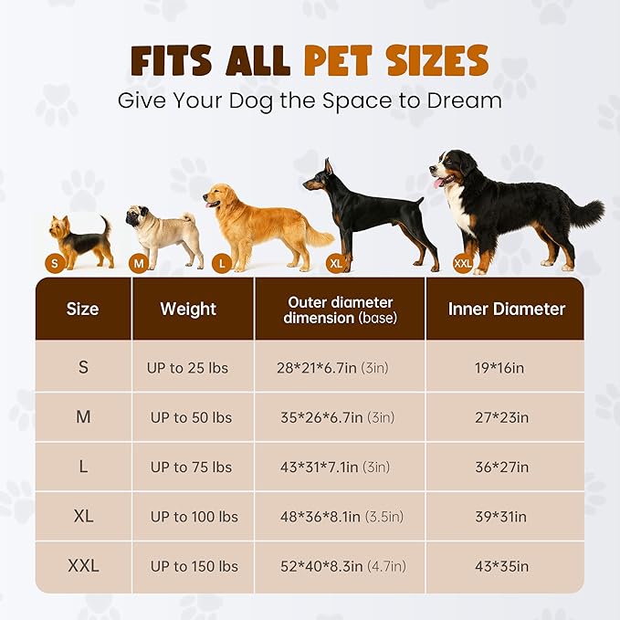 Orthopedic Dog Bed for Large Dogs, XL 48 Inches Oval Pet Bed with Memory Foam, Removable Washable Cover, Bolstered Sides, Thick Supportive, Designed for Senior Dogs, Camel