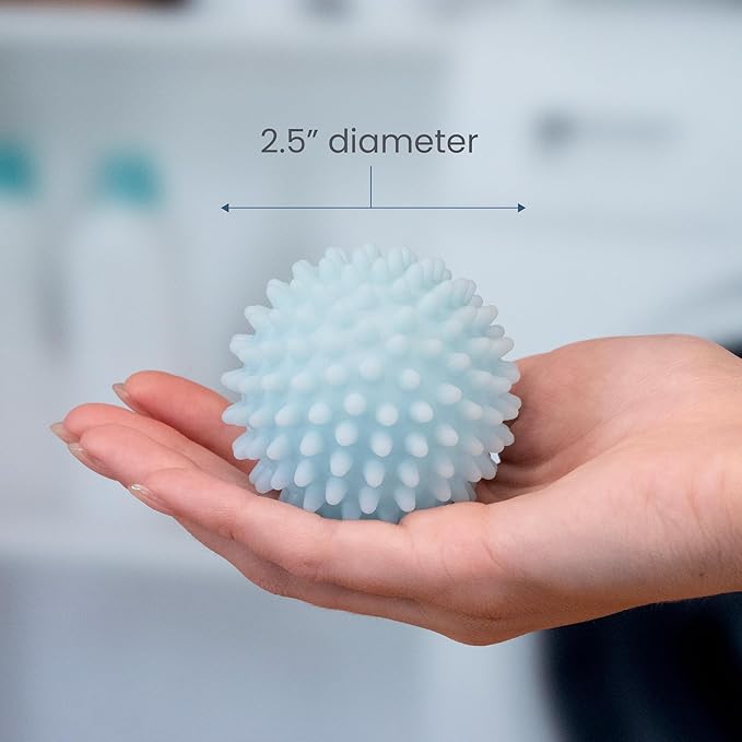 S&T INC. Reusable Plastic Dryer Balls, Fabric Softener for Laundry, Light Blue, 2.5 in, 4 Pack