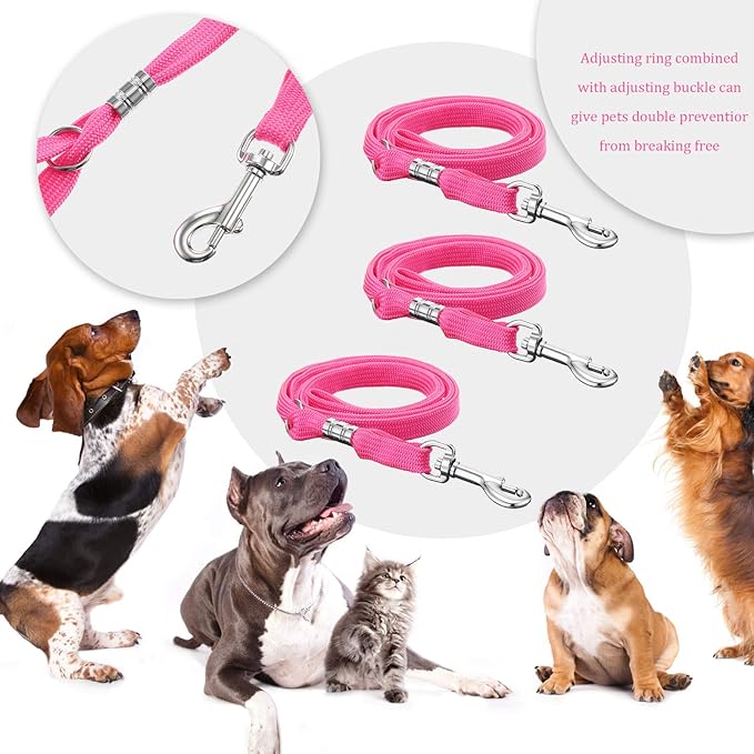 9 Pieces Pet Grooming Loops Nylon Restraint Noose Adjustable Fixed Dog Cat Safety Rope for Pet Grooming Table Bathtub (Pink)