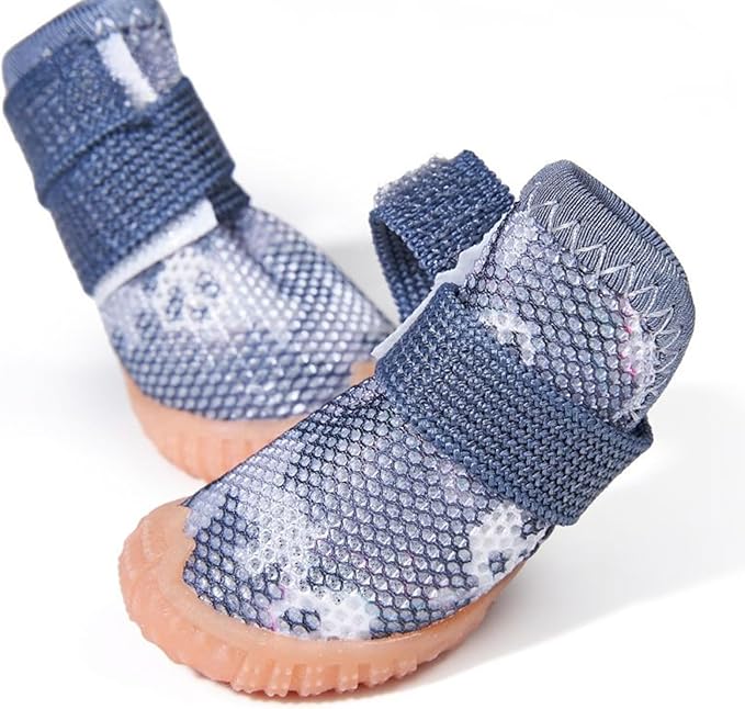 Dog Boots & Paw Protectors for Summer Hot Pavement Puppy Shoes with Anti-Slip Rubber Soles Pet Socks for Small Medium Dogs_4#(Panda Black)