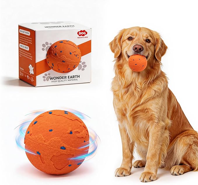 Interactive Dog Ball, Pet Toys Balls Automatic Moving & Bouncing Toy for Small Medium Large Dogs, Solid E-TPU & IPX7 Waterproof, Active Rolling Puppy Toy for Exercise and Boredom Relief(Orange)