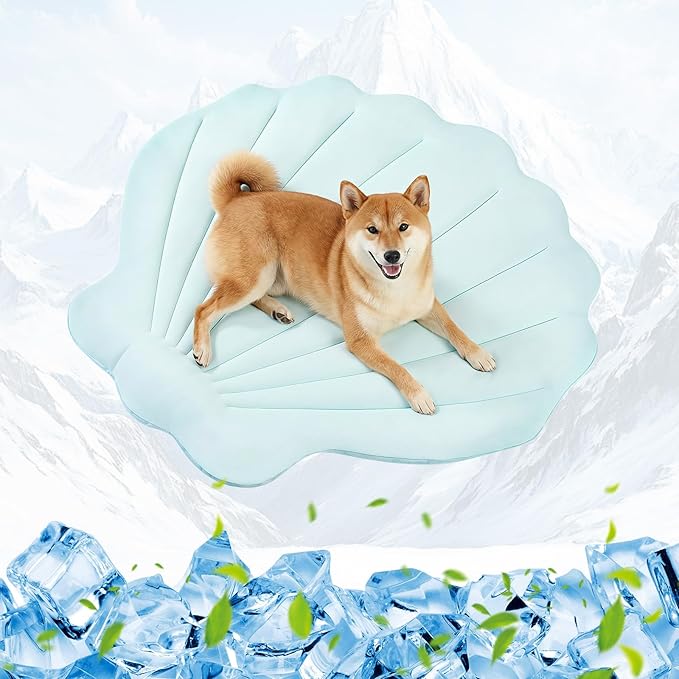 Dog Cooling Mat, 40'' × 40'' Large, Q-Max>0.4 Self-Cooling Mat for Dog, (Cool & Warm) Double-Sided Pet Cool Pads for Summer, Crate, Kennel, Machine Washable,Cat Cool Bed,Non-Gel, Sky Blue