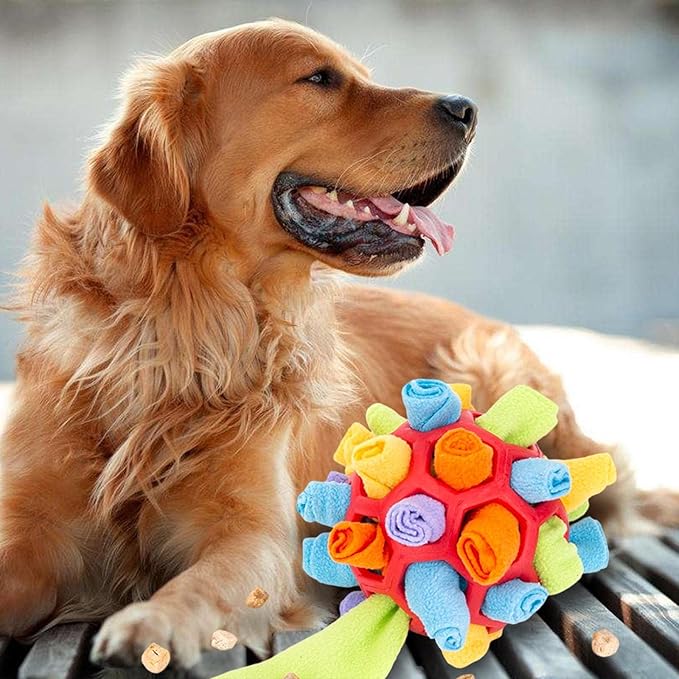 Dog Snuffle Ball Foraging Snuffle Mat Dog Puppy Treat Dispenser Slow Feeder Interactive Dog Toys Dog Puzzle Toys (Red)