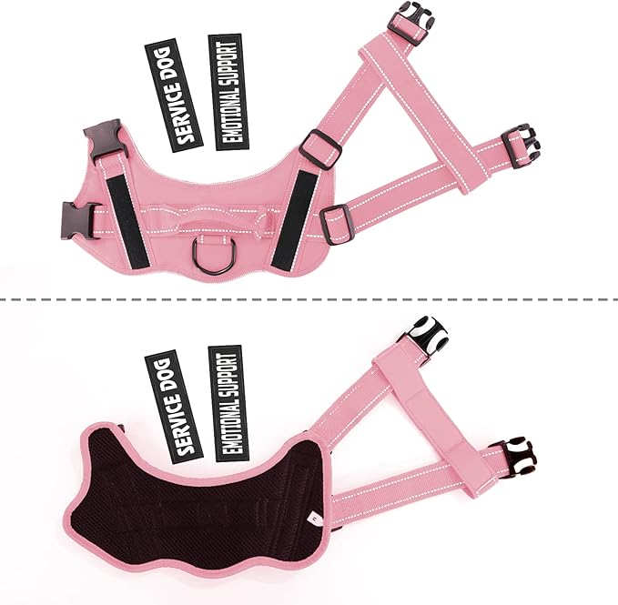 voopet Service Dog Harness, Emotional Support Pet Vest Harness, Reflective Breathable & Adjustable No Pull ESA Harness for Small Medium Large Dogs (with 4 PCS Removeable Tags),X Large (Pack of 1)
