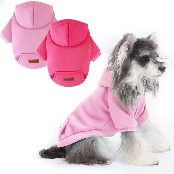 2 Pack Dog Hoodie Warm Hood Dog Sweater Cold Weather Small Dogs Sweatshirt Comfort Pet Clothes for Small Medium Dogs with Pockets