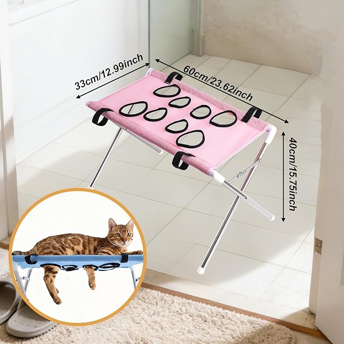 Pet Grooming Hammock Hanging Harness Hanger, Multi Functional Hammock Helper with for Picking Ears, Grooming, Pink