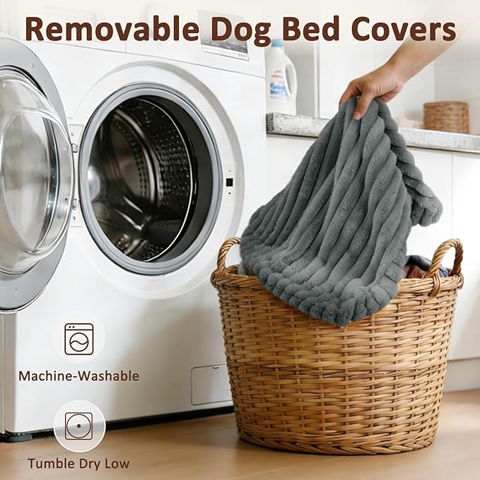 XL Dog Bed, Flat Pet Beds with Removable Washable Cover, Pet Mat Cute Dog Crate Bed Thick Shredded Chopped Crate Foam & Anti Slip Bottom for Indoor, 42"x27"x4"