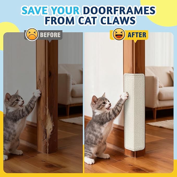 ENONCI Door Protector from Cat Scratching 19.6" x 7.8" Cat Wall Corner Scratcher, Anti Scratch Door Frame Furniture Protector for Indoor Cats