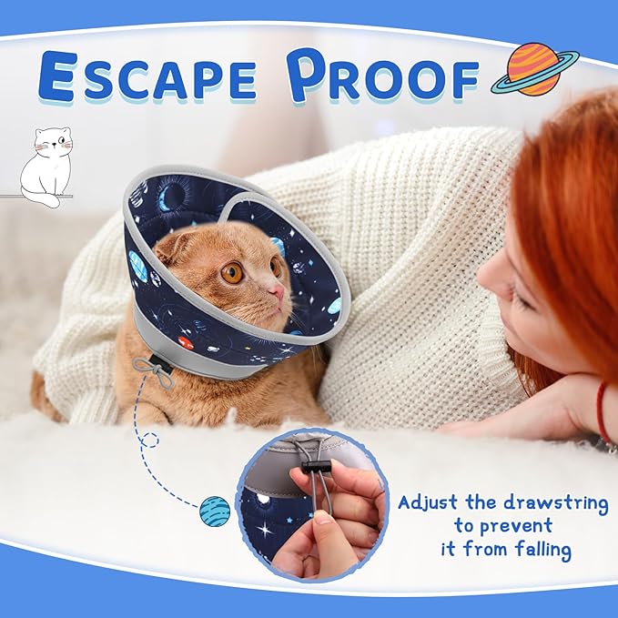 Cat Cone Collar Soft to Stop Licking, Adjustable, Foldable Lightweight Kitten Cones After Surgery Recovery for Cats & Kittens, Cat Cone Alternative, Easy Eating (Grey, M)