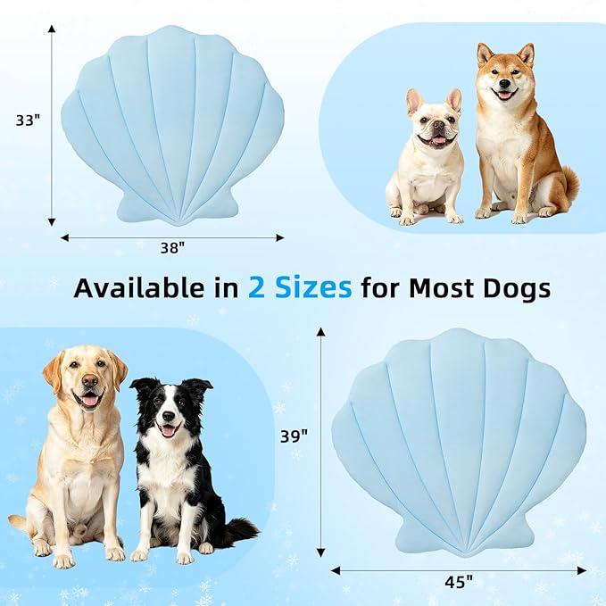 PUPTECK Dog Cooling Mat, 37”x33” Reversible Pet Self-Cooling Bed for Dogs, Thick & Soft Pet Cool Blanket Crate Kennel Pad, for Summer Indoor Outdoor, Blue M