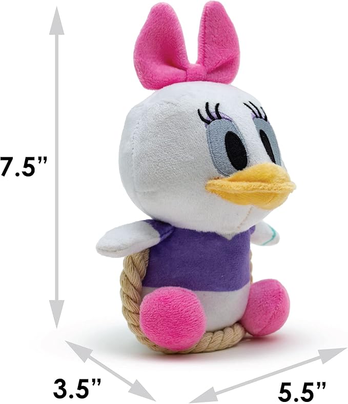 Buckle-Down Disney Dog Toy, Disney Daisy Duck Chibi Sitting Pose Pet Toy, Plush with Rope