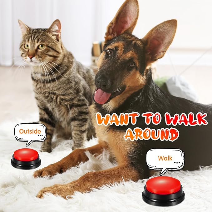 Chumia 12 Pcs Voice Recording Button, Dog Buttons for Communication 30 Second Record & Playback Pet Talking Training Buzzers Funny Gift for Animal Office Home Study Family Game(Red)