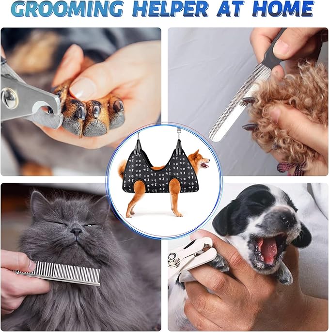 ATESON Dog Grooming Hammock Harness for Nail Trimming (L 50lb), Dog Sling Holder Hanger for Clipping Nails