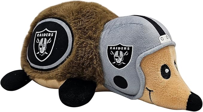 NFL LAS Vegas Raiders Plush Hedgehog Toy for Dogs & Cats, Cool Soft Pet Toy for Fun and Interactive Play, Dog Chew Toy with Squeaker, Licensed Hot Pet Toy