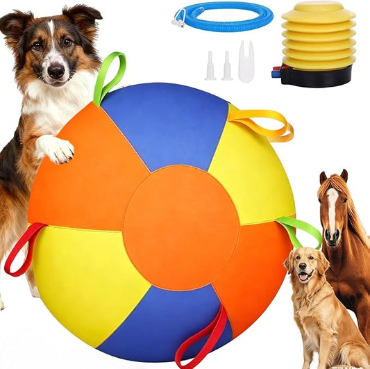 Herding Ball for Dogs,18 Inch Calming Jumbo Ball for Dogs,Durable Tear-Resistant Inflatable Big Ball with Pump,Durable Training Ball for Australian Shepherd, Border Collie, Large Breed