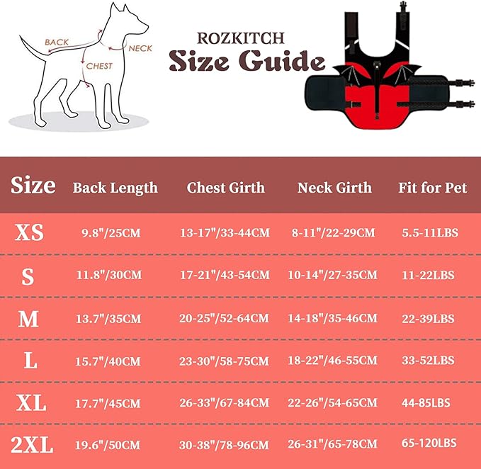 ROZKITCH Dog Life Jacket, Red Ripstop Pet Floatation Evil Life Vest for Small Middle Large Dog, Safe Durable Comfortable Adjustable Preserver with High Buoyancy for Swimming Boating at Pool Beach