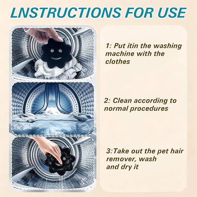 Reusable Pet Hair Remover for Laundry, Efficient Dog Cat Hair & Dander Catcher for Washing Machine and Dryer, Soft Fabric Lint Remover Effectively Remove Pet Fur Fluff from Clothes and Bedding （2PCS）