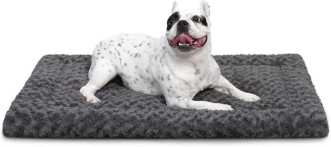 Washable Dog Bed Reversible Dog Beds for Crate Soft Fluffy Kennel Pad Anti-Slip Pet Sleeping Mat for Large Jumbo Medium Small Dogs (Grey, 30.00" x 19.00" x 1.50")