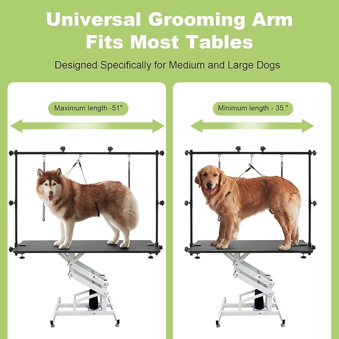 Home Dog Grooming Table Arm Adjustable 37" Height, 35"-51" Width Dog Grooming Arm with Clamp Perfect for Medium & Large Pets(Grooming Table Not Included)