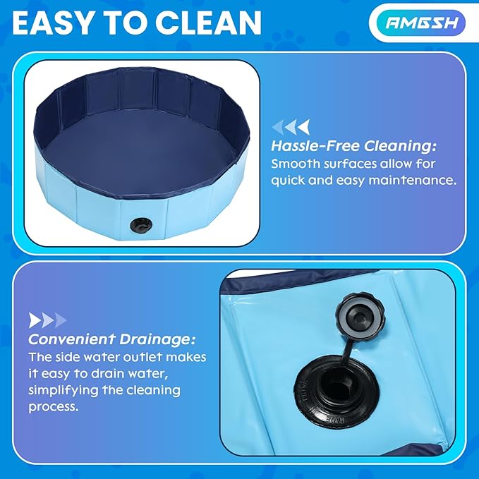 Dog Whelping Box, Foldable Birthing Pool for Dogs, Whelping Pool for Puppies, Portable Plastic Swimming Pool & Bath Tub for Dogs, Blue (31.5" Dia. × 7.9" H (80cm × 20cm))