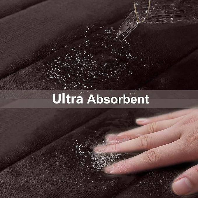Buganda Memory Foam U-Shaped Contour Toilet Rugs, Non Slip Absorbent, Thick Soft Washable Bathroom Mat, Floor Carpet Bath Rugs Mat for Toilet Base (24" x 24", Brown)