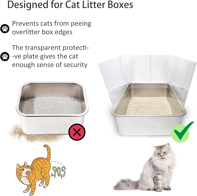 YOILES 12PCS Cat Litter Box Pee Shields,Transparent Easy Clean Splash Guard for Open Top Litter Pan 14.5×11.5in- Litter Box Not Included (12, Clear)