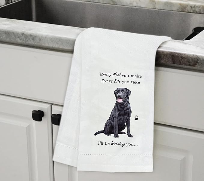 E&S Pets 711-21 Black Lab Dog Kitchen Towel, Off-white