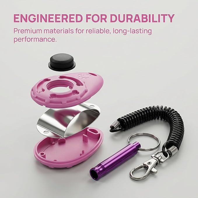 Puppy Training Clicker, Dog Training Tool, Cat Clicker, Dog Training Clicker, Dog Clicker - 2-Pack (with Wrist Strap) Pink
