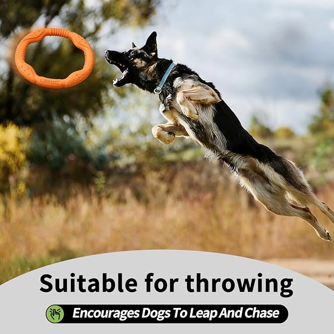 LaRoo Dog Ring Toy - Durable Flying Disc for Fetch, Water Floating & Training Tough, Chew-Proof Design for Aggressive Chewer Breeds, Easy-Throw Lightweight Frisbee for Medium/Large Dogs (Orange/30cm)
