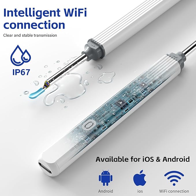 Ear Wax Removal - Earwax Remover Tool with 8 Pcs Ear Set - Ear Canal Cleaner with 1080P Camera - Ear Cleaning Kit with 6 Ear Scoops - Ear Wax Cleaner with Camera-Otoscope Ear Pick for iOS & Android