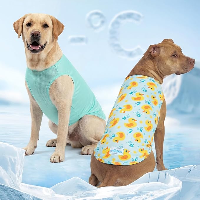 KYEESE 2Pack Dog Cooling Shirt, Breathable Dog Shirt for Large Dogs, Sun Protection Dogs Cooling Vest Tank Top, Lightweight Soft Sleeveless Summer Pet Clothes, Duck+Blue, 3XL