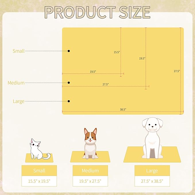 NACOCO Pet Cooling Mat Cat Dog Cushion Pad Summer Cool Down Comfortable Soft for Pets and Adults (L, Yellow)