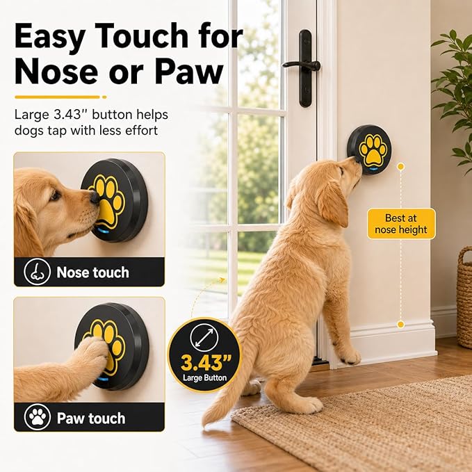 ChunHee Dog Bells to Go Outside - Bell for Dogs to Ring to Go Potty | Chew-Proof Dog Door Bell | 0-115dB Adjustable Volume & 28 Ringtones | Bells for Dog Training to Go Outside Without Barking