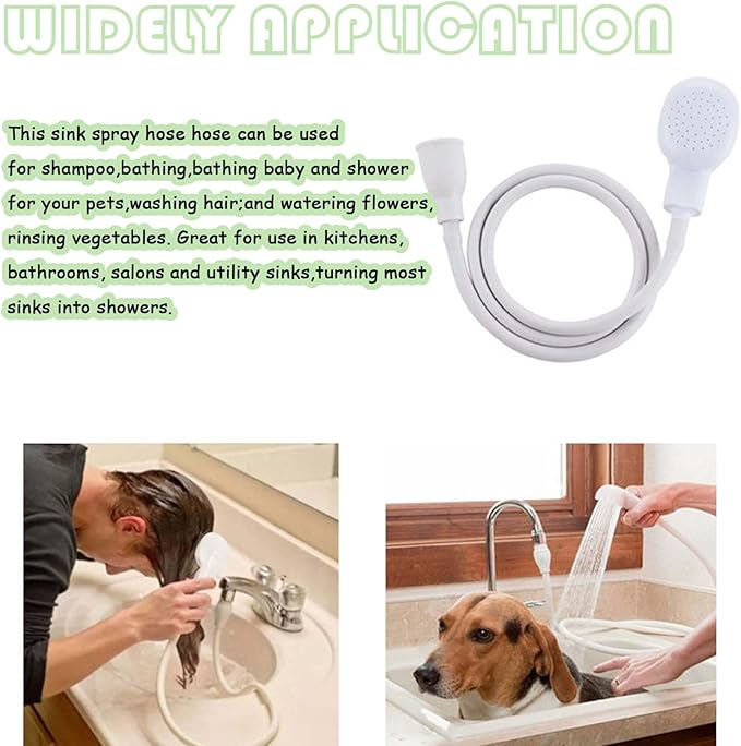 3.28ft/1m Sink Spray Hose,Portable Sink Hose Sprayer,Shampoo Sprayer Handheld Hose Shower Head Spray Hose for Bathing Baby,Pets,Washing Hair,Rinsing Vegetables,Utility Sink