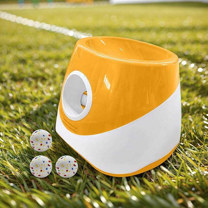 Automatic Ball Launcher for Dogs with 3 Tennis Balls - Interactive Dog Toy with 3 Adjustable Distances, Rechargeable Ball Thrower for Small & Medium Dogs, Indoor Outdoor Fetch Machine for Pet Exercise